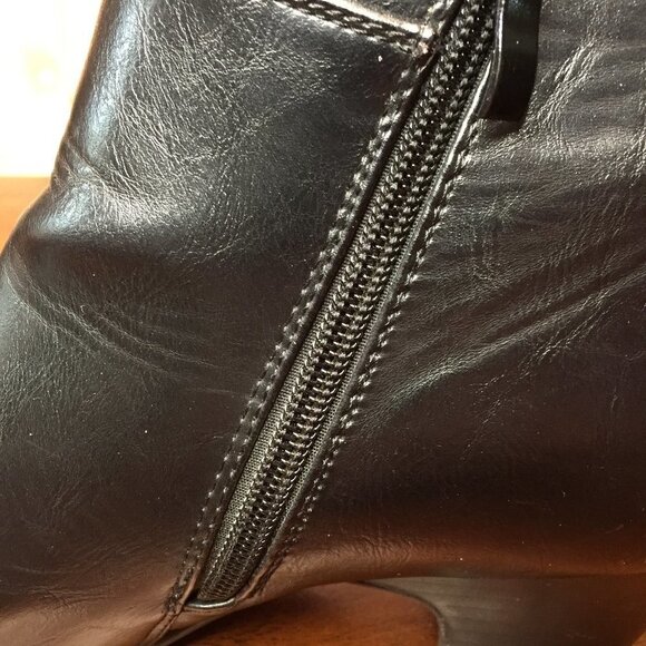 Jones Bootmaker Womens Brown Leather Mid Heel Flex Ankle Boots Heels - Picture 4 of 6